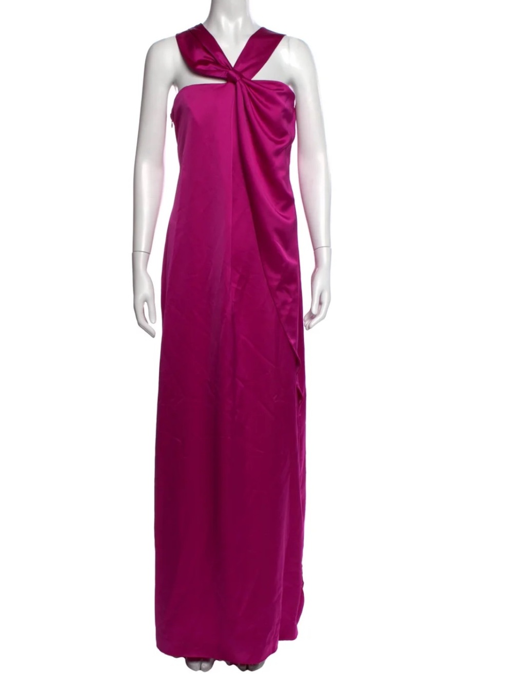 Halston Heritage fuchsia halter maxi dress with side slit